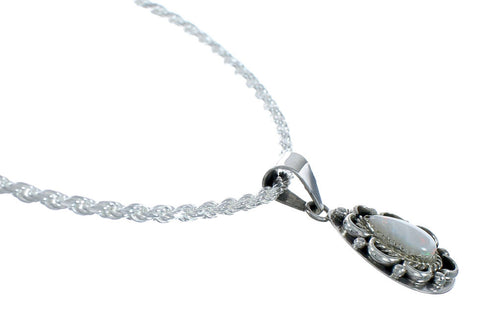 Navajo Authentic Sterling Silver Opal Pendant Chain Necklace X11174